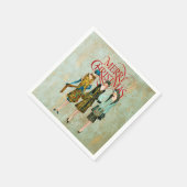 Vintage 1930's Vrouwen Kerstgroet Servet (Hoek)