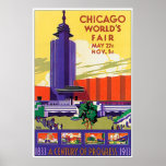 Vintage 1933 - Wereldwijde Poster van Chicago<br><div class="desc">Een kleurrijk,  gerestaureerd en poster voor de beurs van Chicago uit 1933.</div>