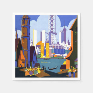 Vintage 1934 Chicago World Fair Travel Poster Servet