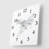 Vintage 1936 Spitfire Vuurt Vliegtuig Camouflage Vierkante Klok (Hoek)