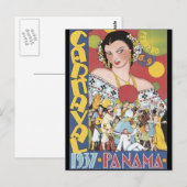 Vintage 1937 Panama Carnaval Woman Briefkaart (Voorkant / Achterkant)