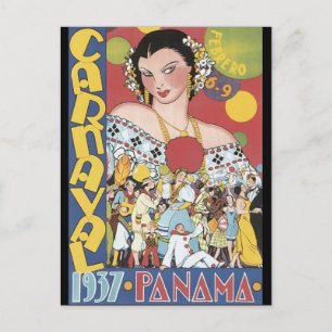 Vintage 1937 Panama Carnaval Woman Briefkaart