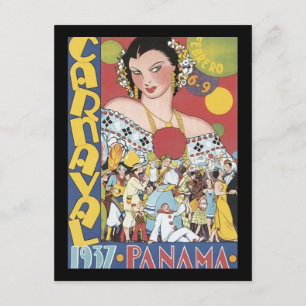 Vintage 1937 Panama Carnaval Woman Kaart