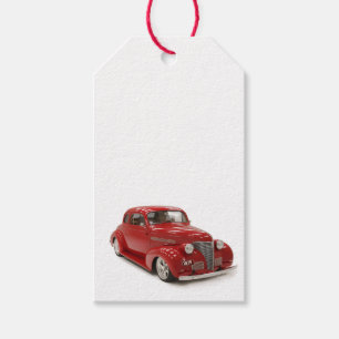 Vintage 1939 Rode Auto Jaar van de Geboorte Blank Cadeaulabel