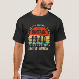 Vintage 1940 80 jaar Geweldige 80e geboorte T-shirt