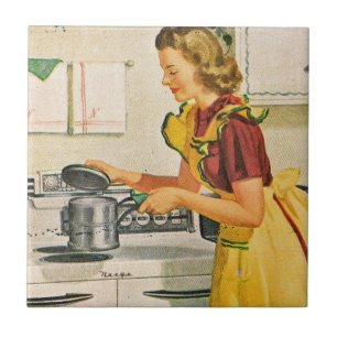 Vintage 1940 Houseechtgenote Koken Tile Tegeltje
