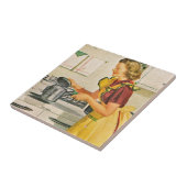 Vintage 1940 Houseechtgenote Koken Tile Tegeltje (Zijkant)