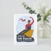 Vintage 1940 WPA Poster: Zwemmen Briefkaart (Staand voorkant)