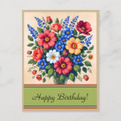 Vintage 1940s Flower Bouquet | Birthday Postcard Briefkaart (Voorkant)