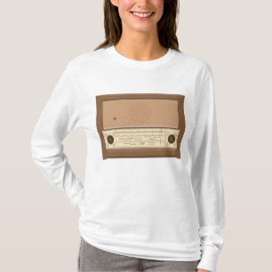 Vintage 1940s Retro Houten Radio T-shirt