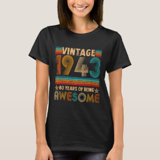 Vintage 1943 80e verjaardag Mannen Vrouwen 80 jaar T-shirt