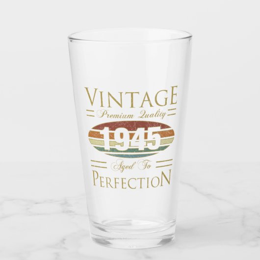 Vintage 1945 80ste verjaardag glas (Voorkant)
