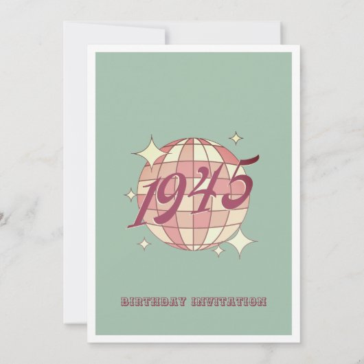 Vintage 1945 80ste verjaardagsfeest Uitnodiging bl (Achterkant)