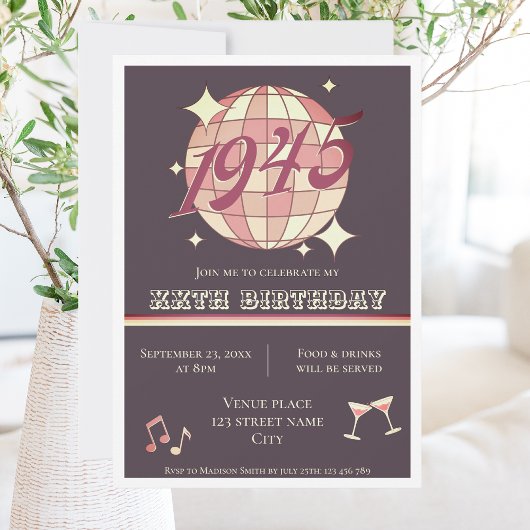Vintage 1945 80ste verjaardagsfeest Uitnodiging do