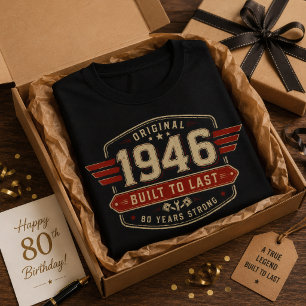 Vintage 1946 Gebouwd Om Te Duren 80ste Verjaardag T-shirt