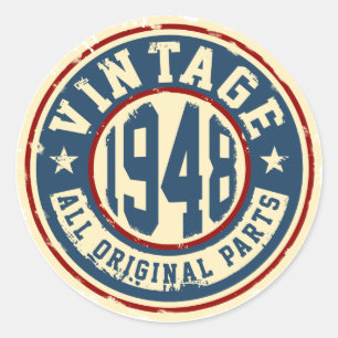 Vintage 1948 Alle oorspronkelijke onderdelen Ronde Sticker