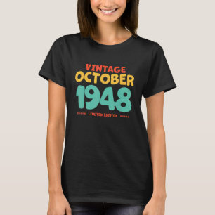 Vintage 1948 oktober Legend geboren in oktober 194 T-shirt
