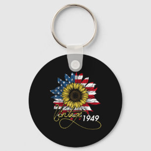 Vintage 1949 Zonnebloem 4th juli Onafhankelijkheid Sleutelhanger