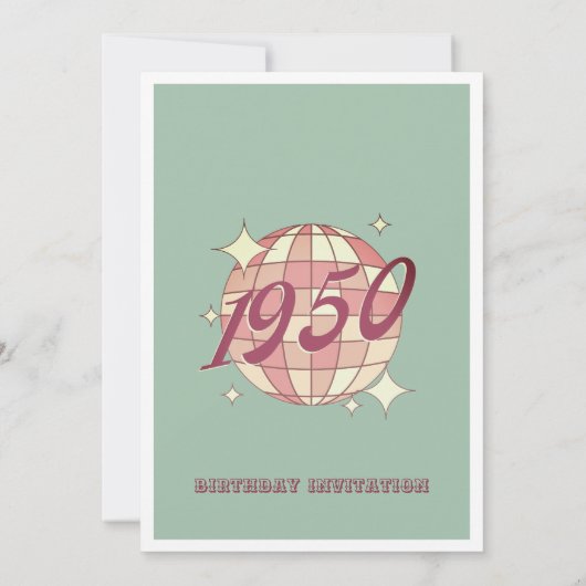 Vintage 1950 75ste verjaardagsfeest Uitnodiging bl (Achterkant)