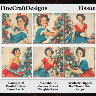 Vintage 1950 Kerst Pin-up Vrouwen EA7R Decoupage Tissuepapier