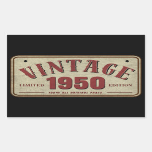 Vintage 1950 Limited Edition Alle Originele Onderd Rechthoekige Sticker
