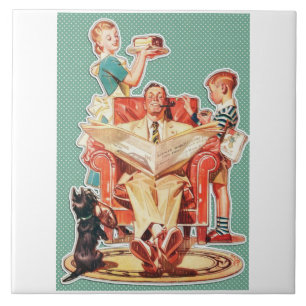 Vintage 1950 ' s kerngezin 50 ' s retro - huisvrou tegeltje