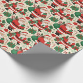Vintage 1950s Santa Christmas Cadeaupapier (Hoek)