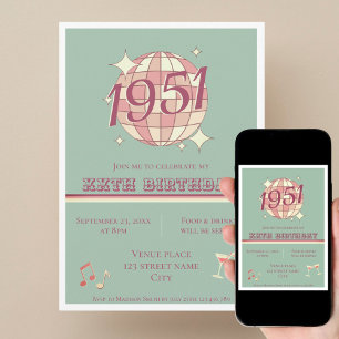 Vintage 1951 75ste verjaardag teal blauwe uitnodig kaart