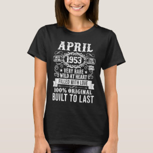 Vintage 1953 70 jaar oud April 70th Verjaardag Man T-shirt