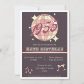 Vintage 1955 70ste verjaardag retro paarse Uitnodi Kaart (Voorkant)