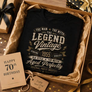 Vintage 1955 De Man De Mythe De Legende 71e verjaa T-shirt