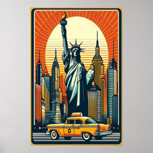 Vintage 1955 New York City Skyline Poster