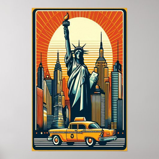 Vintage 1955 New York City Skyline Poster (Voorkant)