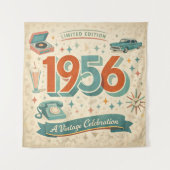 Vintage 1956 Birthday Tapestry | 50s Retro Style Wandkleed (Voorkant)