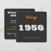 Vintage 1956 – Personalized 70th Birthday Party  Kaart (Voorkant / Achterkant)