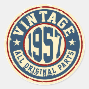 Vintage 1957 Alle oorspronkelijke onderdelen Ronde Sticker