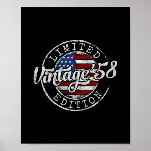 Vintage 1958 67e verjaardagscadeaus voor mannen vr poster