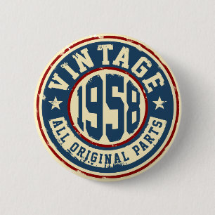 Vintage 1958 Alle oorspronkelijke onderdelen Ronde Button 5,7 Cm