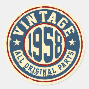 Vintage 1958 Alle oorspronkelijke onderdelen Ronde Sticker
