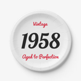 Vintage 1958 Gerijpt Tot Perfectie 60 Verjaardagsf Papieren Bordje