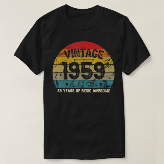 Vintage 1959, 63 jaar geweldige t-shirt (Design voorkant)