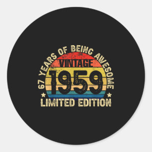 Vintage 1959 Beperkte Editie 67 Jaar Awe Ronde Sticker