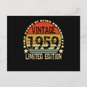 Vintage 1959 Limited Edition 62 Jaar Briefkaart