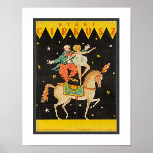 VINTAGE 1960 HONGAARSE CIRCUSPOSTER POSTER (Voorkant)