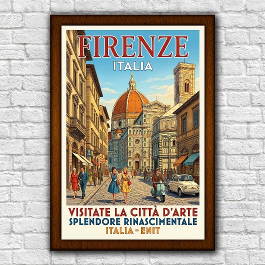 Vintage 1960s Florence, Italië Reisposter Poster