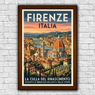 Vintage 1960s Florence, Italië Reisposter Poster