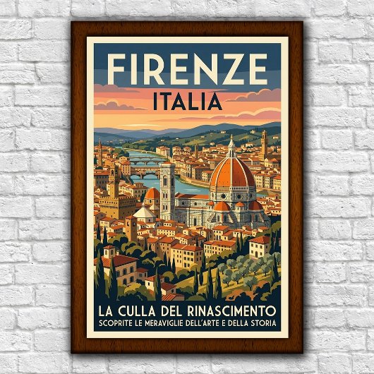 Vintage 1960s Florence, Italië Reisposter Poster