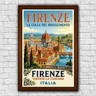 Vintage 1960s Florence, Italië Reisposter Poster