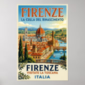 Vintage 1960s Florence, Italië Reisposter Poster (Voorkant)