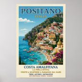 Vintage 1960s Positano, Italië Reisposter Poster (Voorkant)
